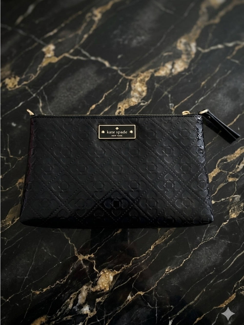 kate spade Black Patent Embossed Crossbody Bag